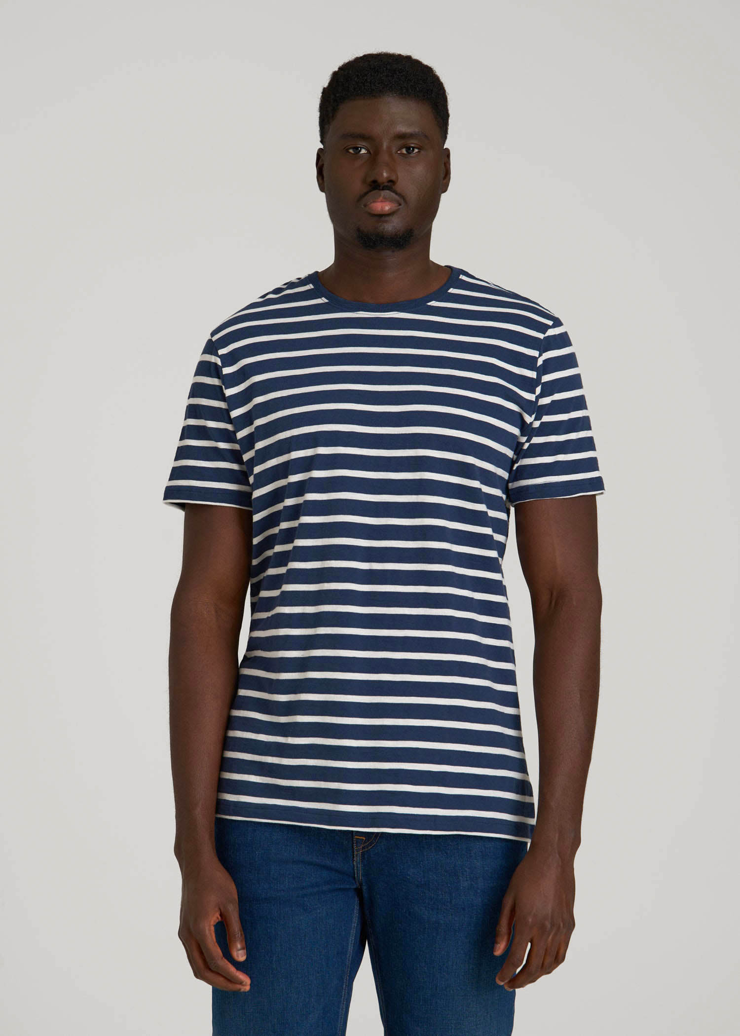 American Tall Outlet | REGULAR-FIT Striped Tee for Tall Men in Navy And White