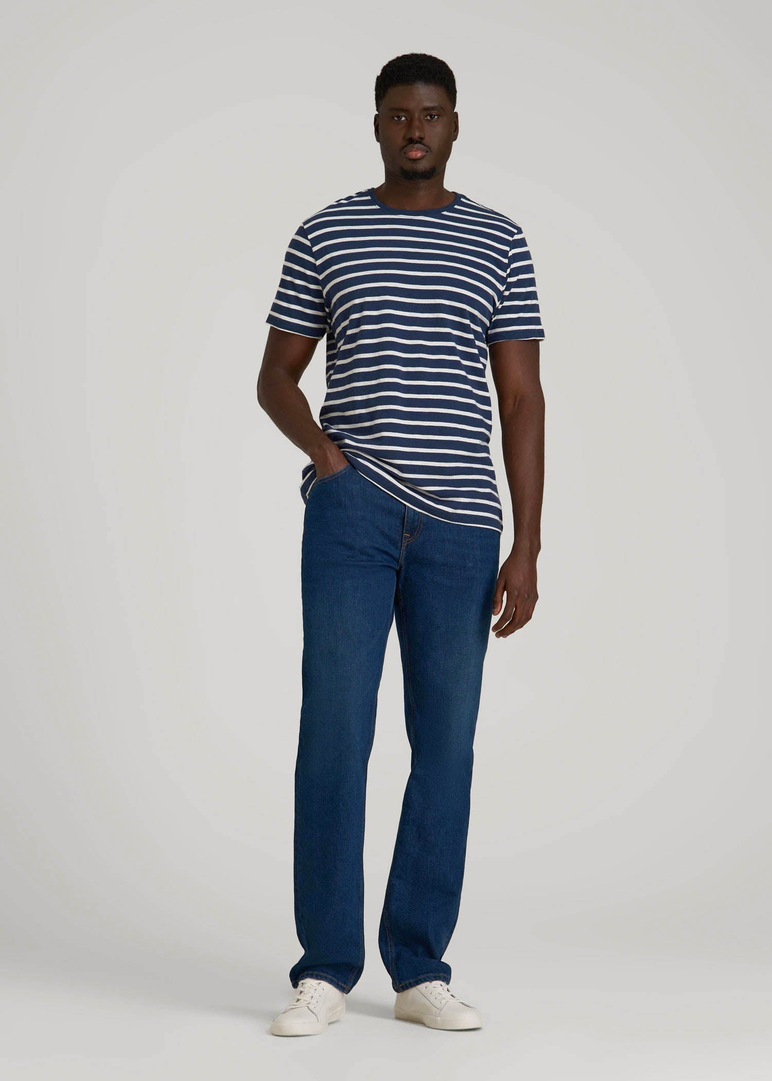 American Tall Outlet | REGULAR-FIT Striped Tee for Tall Men in Navy And White