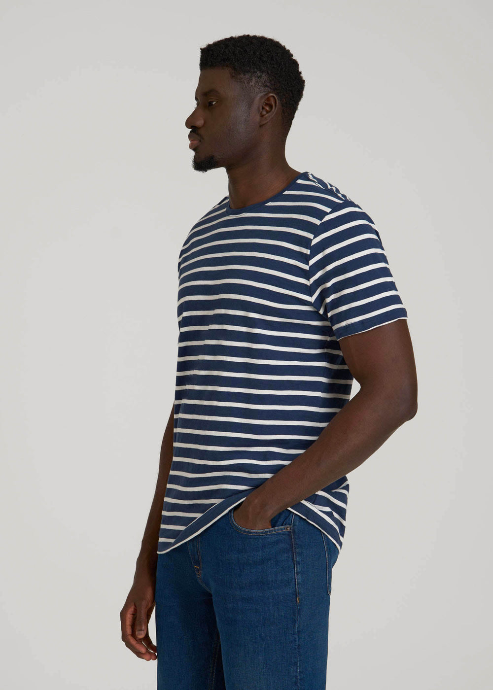 American Tall Outlet | REGULAR-FIT Striped Tee for Tall Men in Navy And White