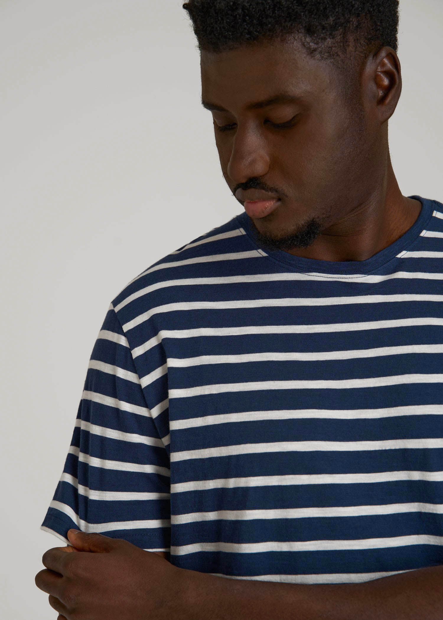 American Tall Outlet | REGULAR-FIT Striped Tee for Tall Men in Navy And White