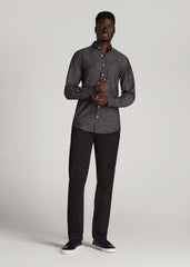 American Tall Online Shop | Textured Weave Cotton Button-Up Shirt for Tall Men in Black