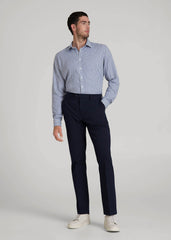 American Tall Discount | Oskar Easy Care Dress Shirt for Tall Men in Bright Blue Grid