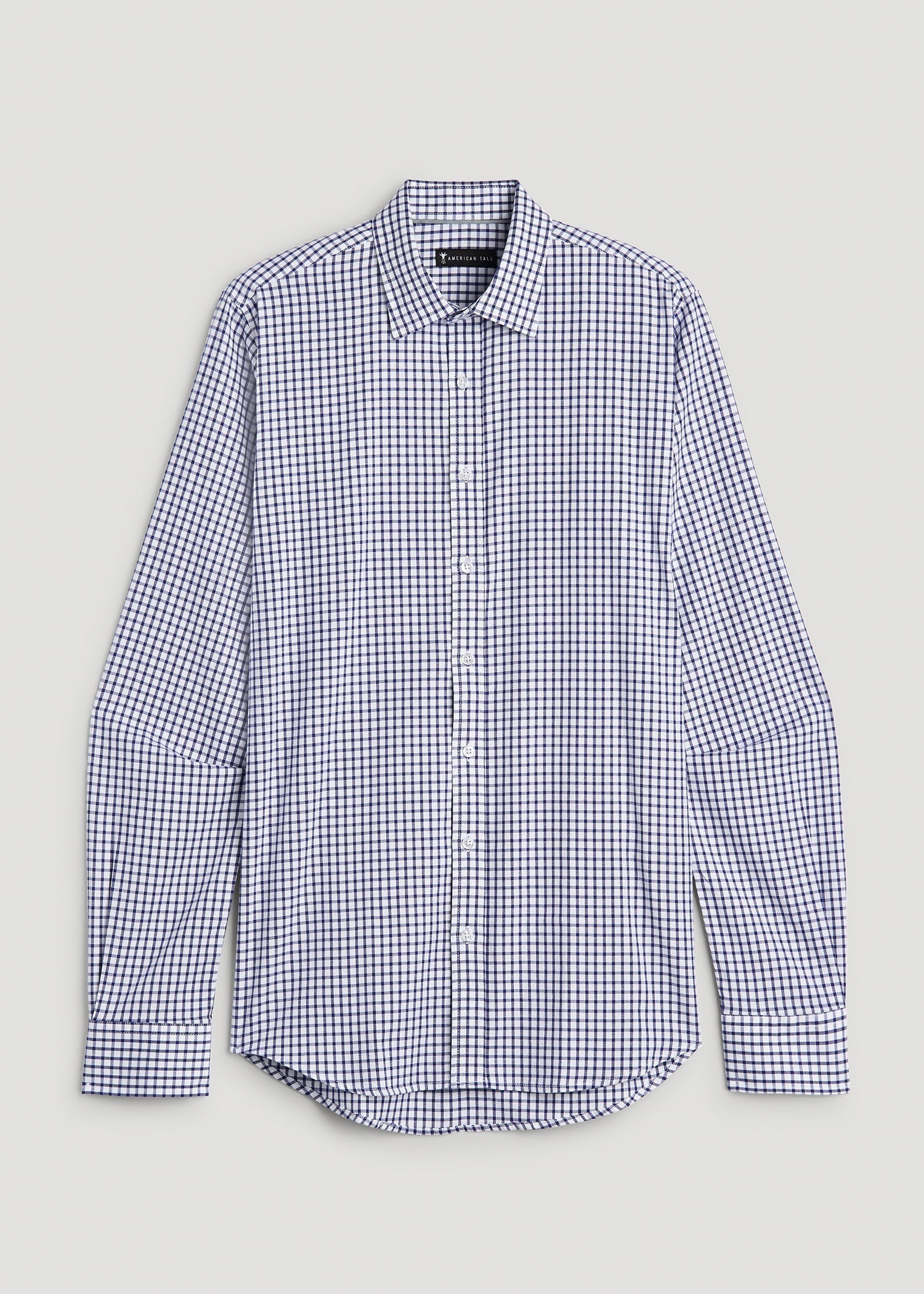 American Tall Discount | Oskar Easy Care Dress Shirt for Tall Men in Bright Blue Grid