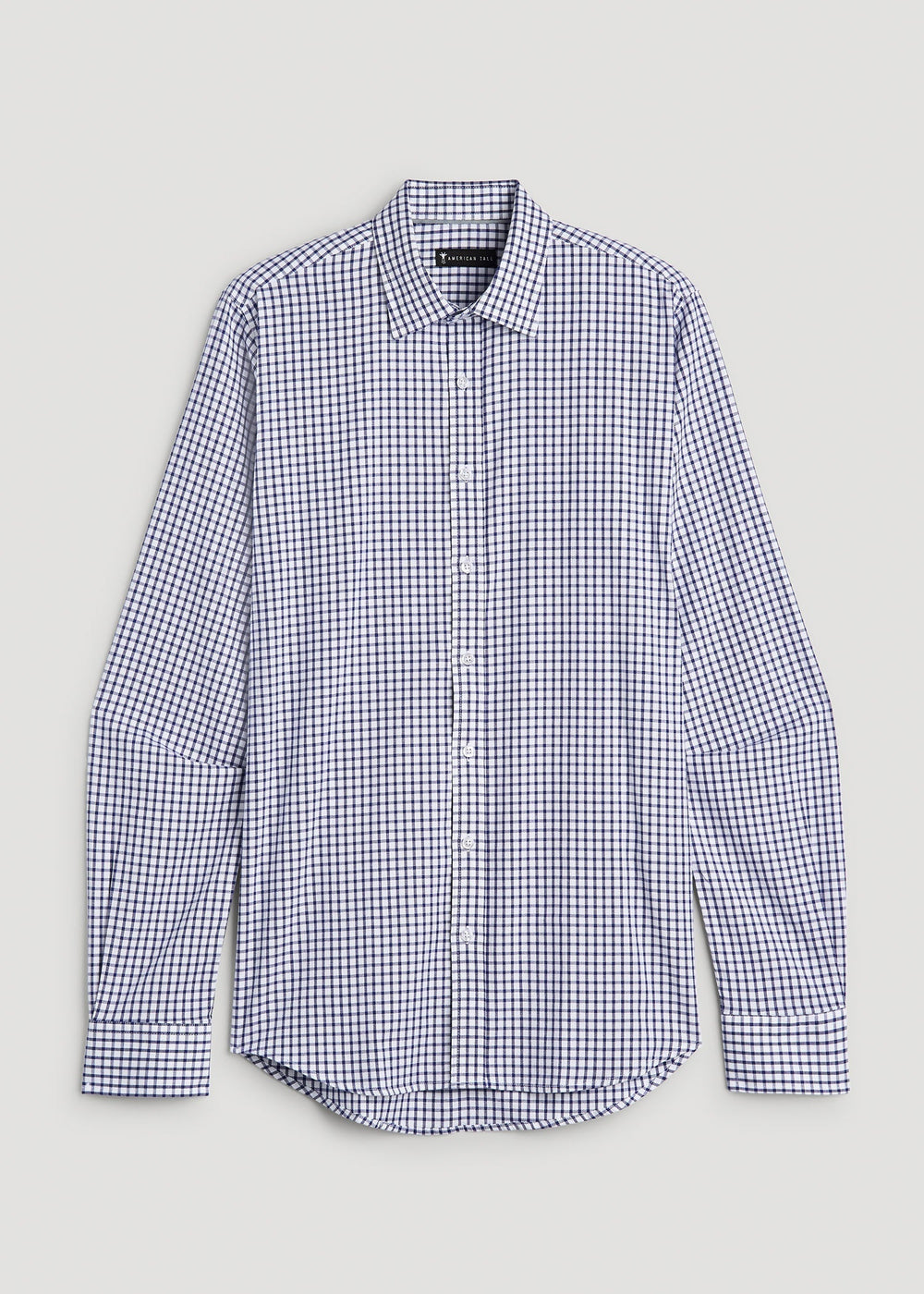 American Tall Discount | Oskar Easy Care Dress Shirt for Tall Men in Bright Blue Grid