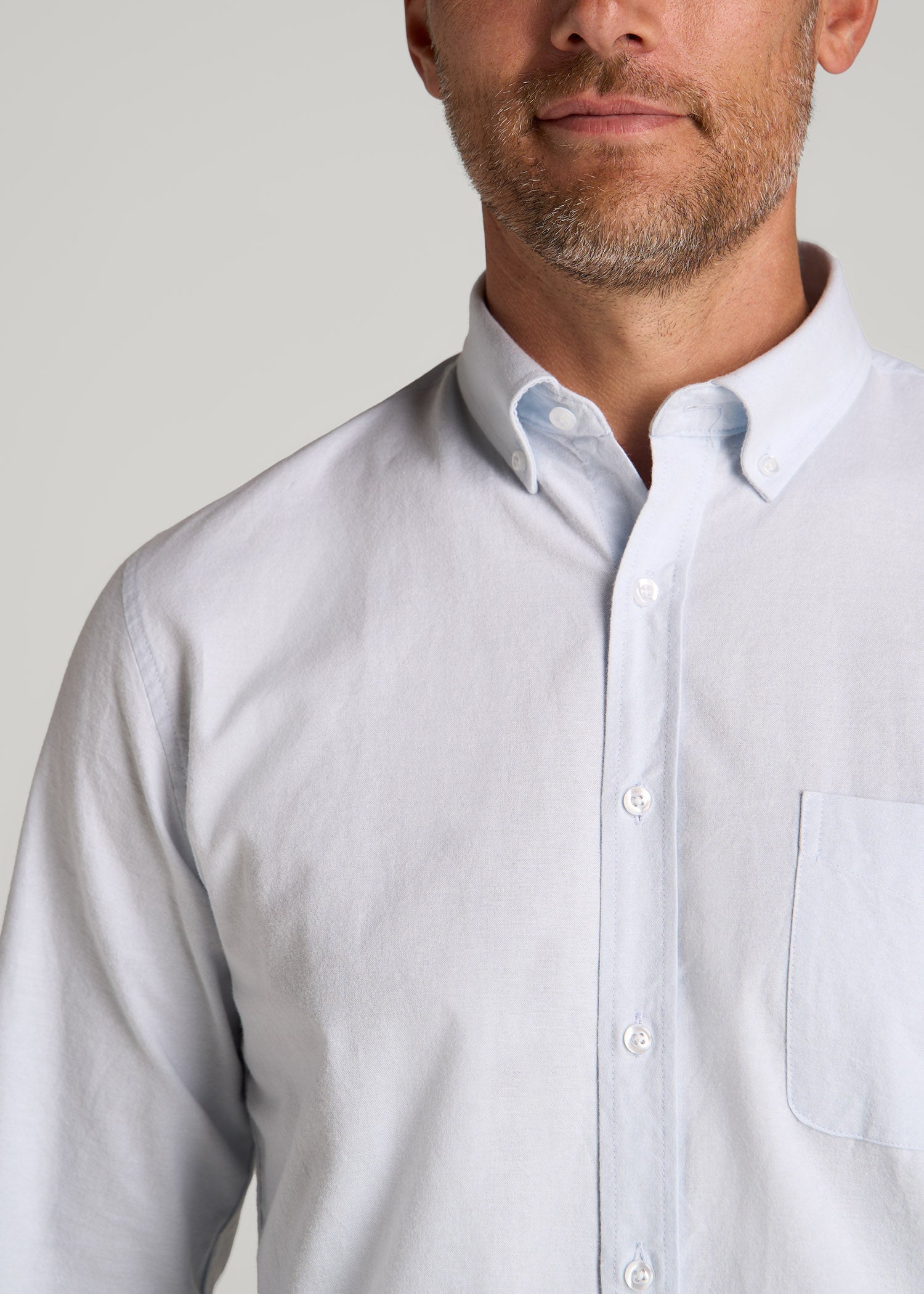 American Tall Sale | Washed Oxford Shirt for Tall Men in Light Blue