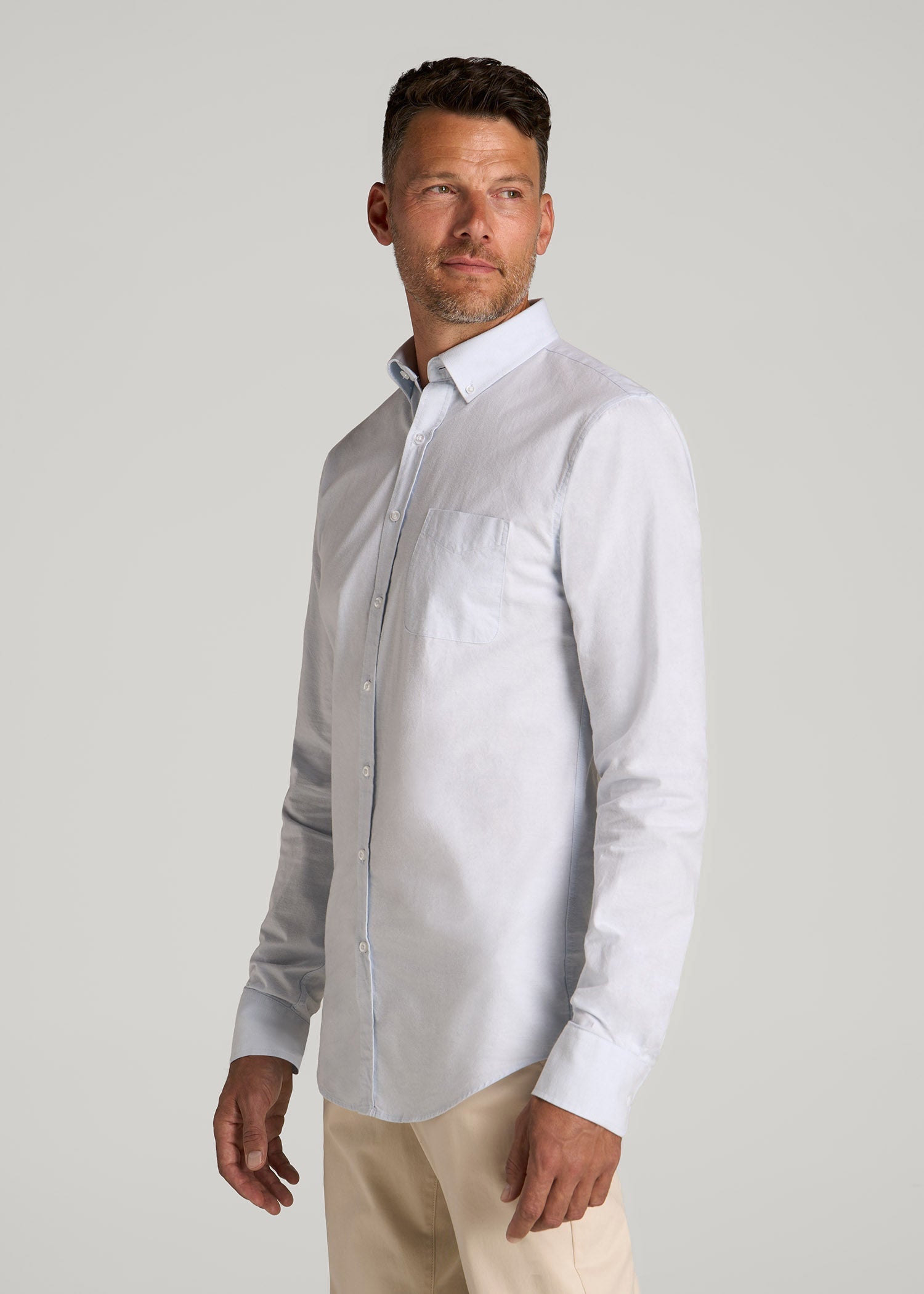 American Tall Sale | Washed Oxford Shirt for Tall Men in Light Blue