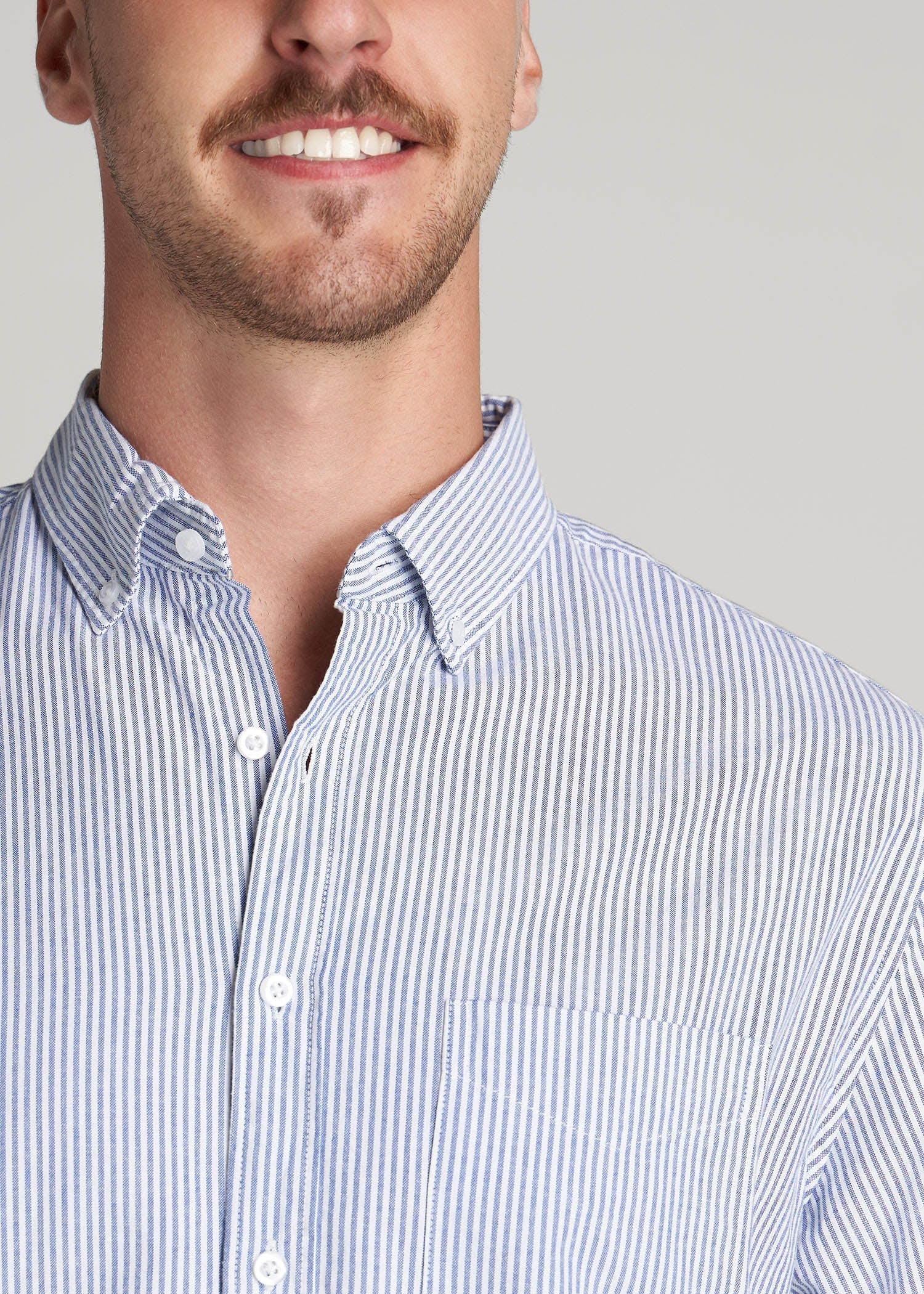 American Tall Outlet | Washed Oxford Shirt for Tall Men in Blue Banker Stripe