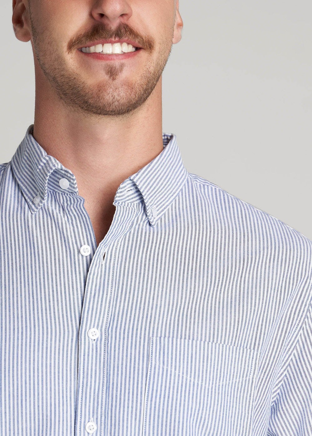 American Tall Outlet | Washed Oxford Shirt for Tall Men in Blue Banker Stripe