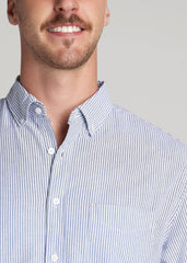 American Tall Outlet | Washed Oxford Shirt for Tall Men in Blue Banker Stripe