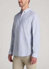 American Tall Outlet | Washed Oxford Shirt for Tall Men in Blue Banker Stripe