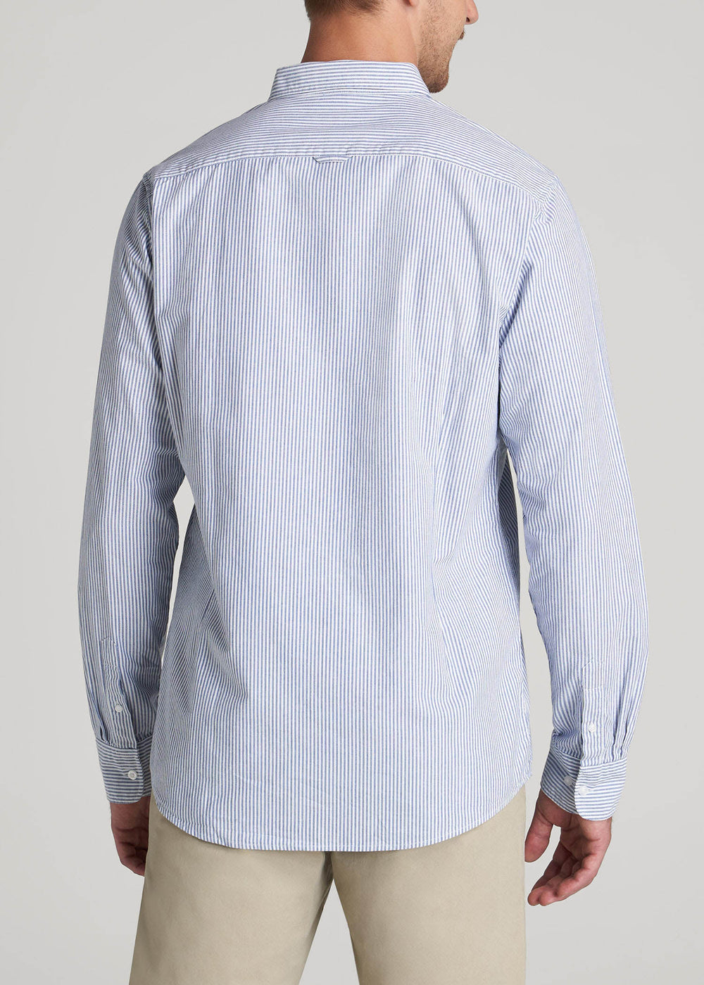 American Tall Outlet | Washed Oxford Shirt for Tall Men in Blue Banker Stripe