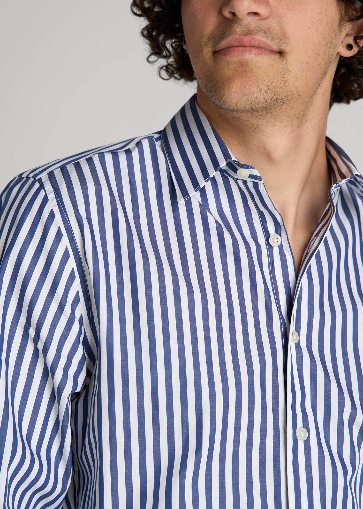 American Tall For Sale | Premium Dress Shirt for Tall Men in Bold Blue Stripe