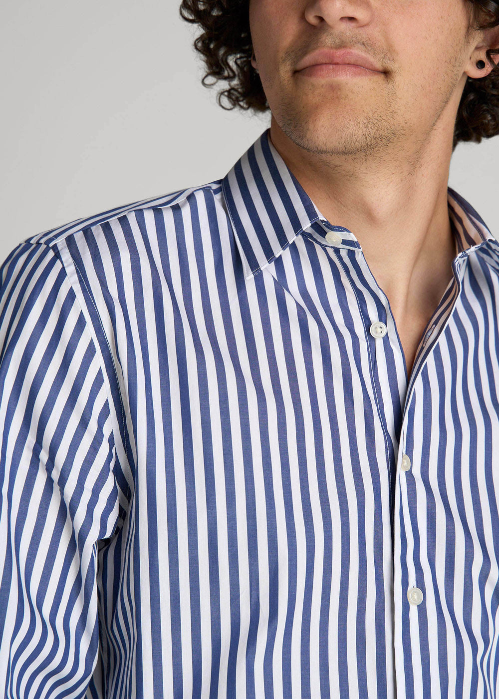 American Tall For Sale | Premium Dress Shirt for Tall Men in Bold Blue Stripe