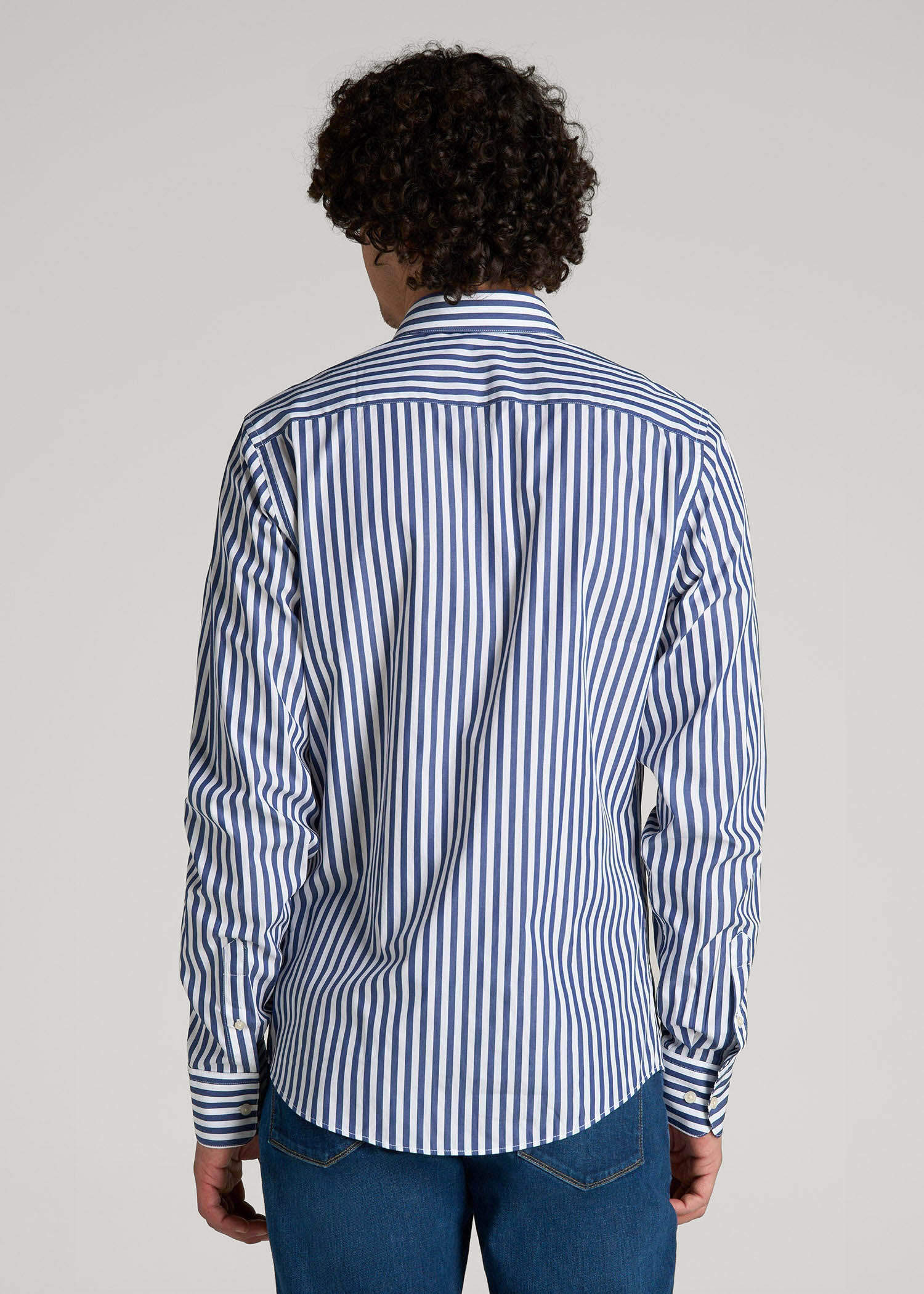 American Tall For Sale | Premium Dress Shirt for Tall Men in Bold Blue Stripe