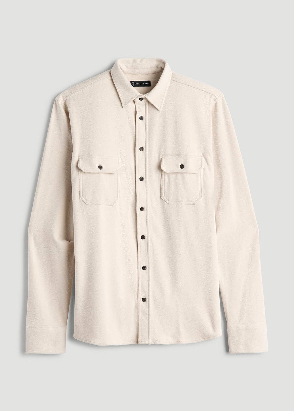 American Tall Online Shop | Stretch Flannel Button Shirt for Tall Men in Soft Beige