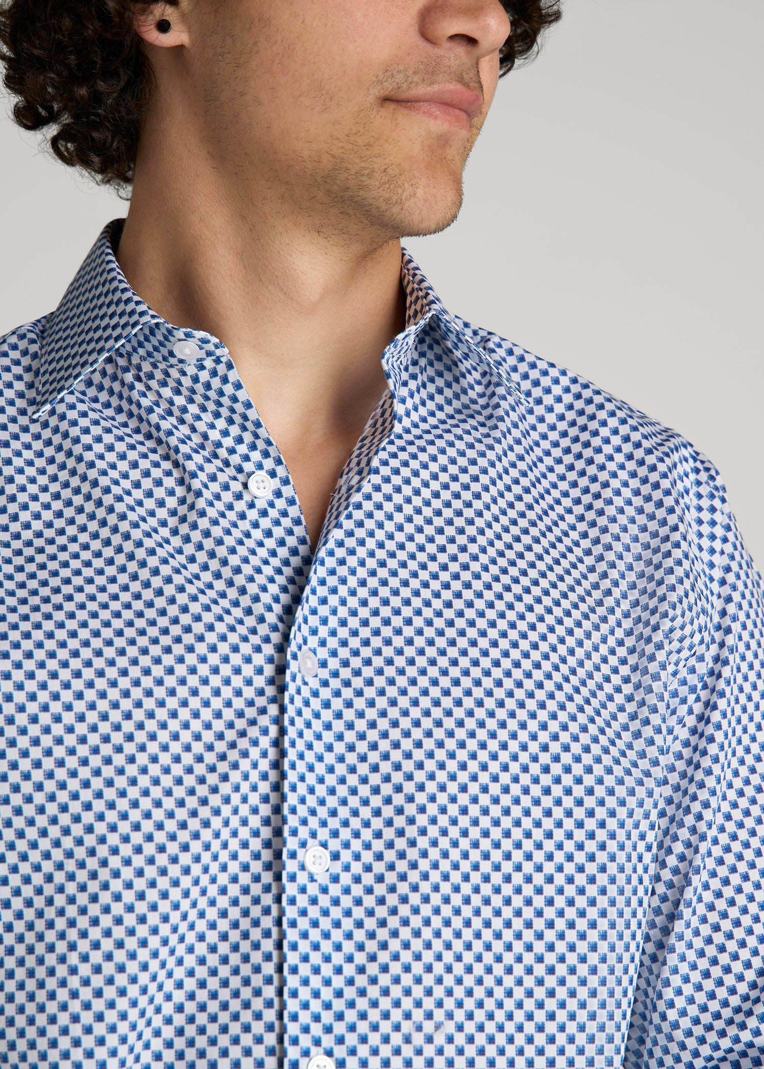 American Tall Discount | Premium Dress Shirt for Tall Men in Blues Check
