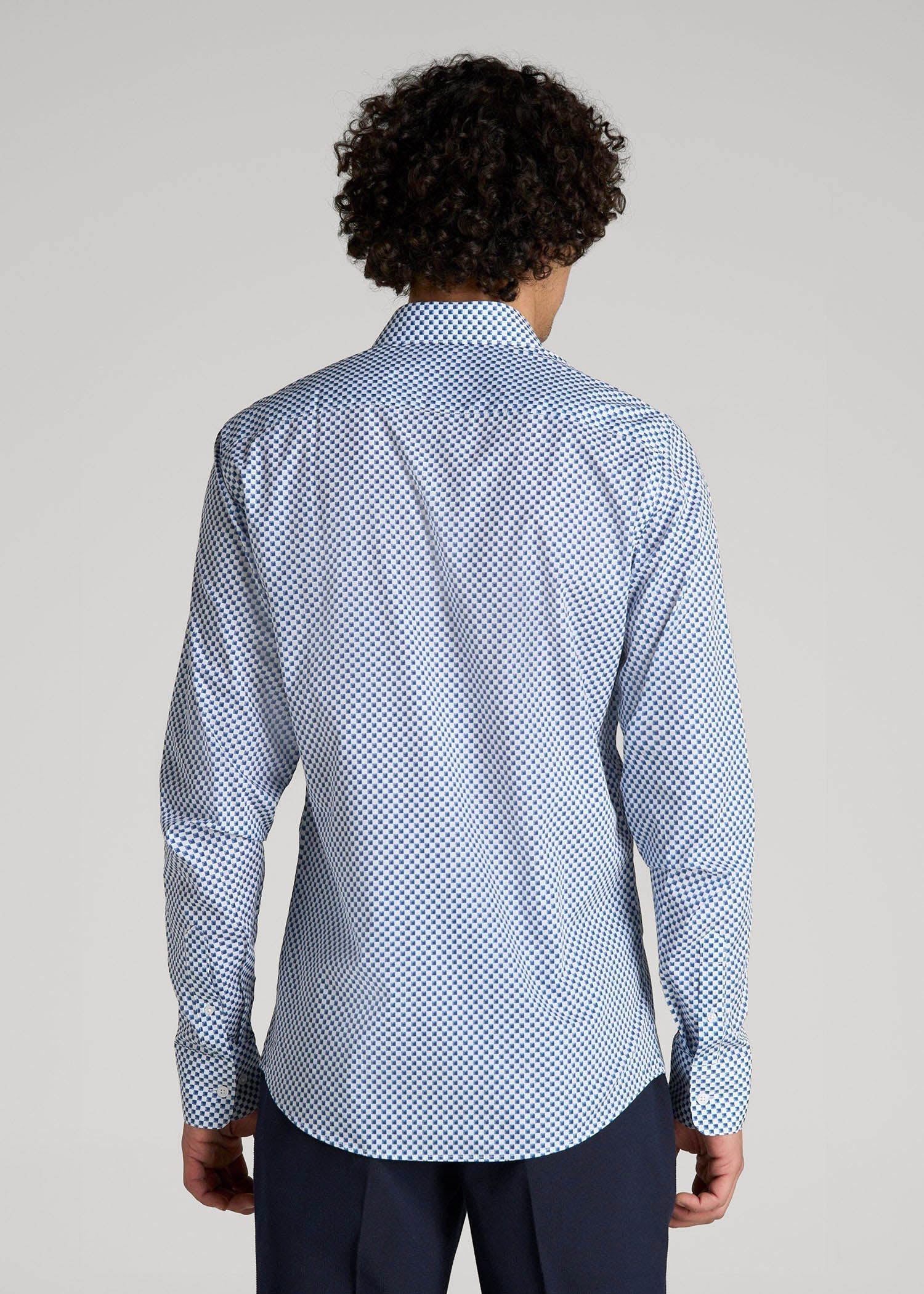 American Tall Discount | Premium Dress Shirt for Tall Men in Blues Check