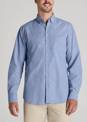 American Tall Outlet | Washed Oxford Shirt for Tall Men in Dark Sky Blue