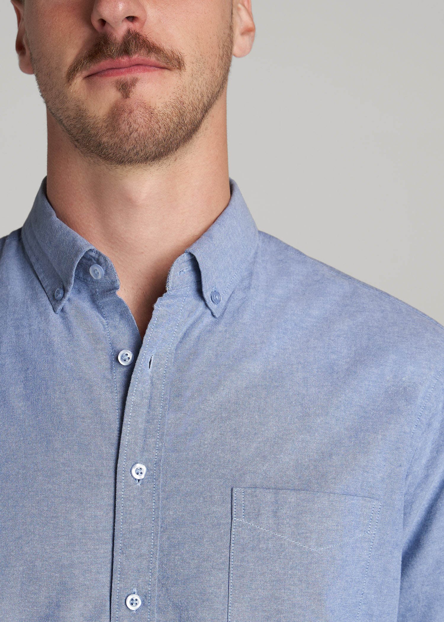 American Tall Outlet | Washed Oxford Shirt for Tall Men in Dark Sky Blue