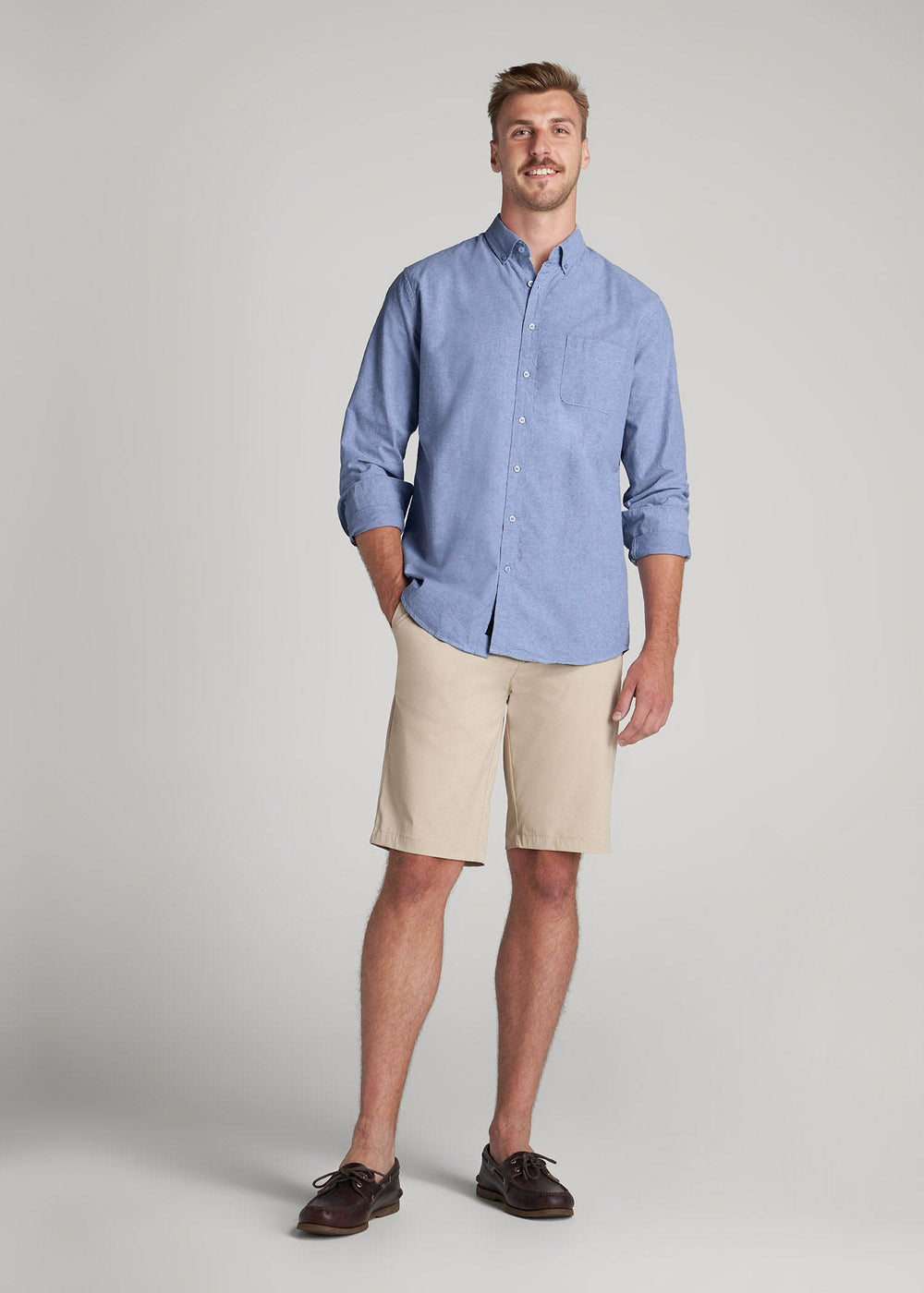 American Tall Outlet | Washed Oxford Shirt for Tall Men in Dark Sky Blue