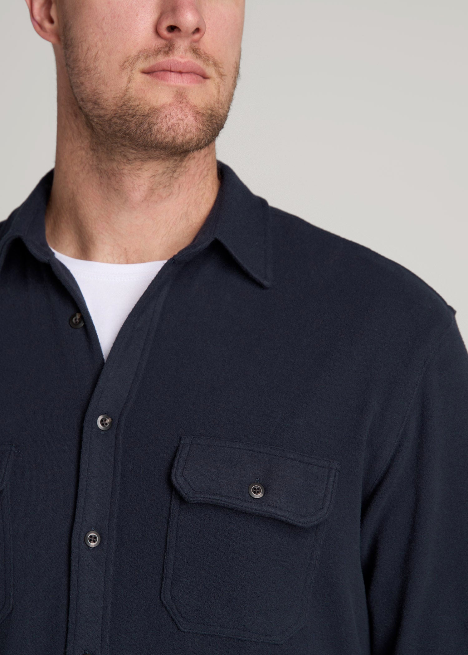 American Tall For Sale | Stretch Flannel Button Shirt for Tall Men in True Navy