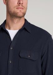 American Tall For Sale | Stretch Flannel Button Shirt for Tall Men in True Navy