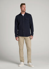 American Tall For Sale | Stretch Flannel Button Shirt for Tall Men in True Navy