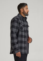 American Tall Online Shop | LJ&S Wool Blend Shirt Jacket for Tall Men in Black and Grey Check
