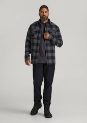 American Tall Online Shop | LJ&S Wool Blend Shirt Jacket for Tall Men in Black and Grey Check
