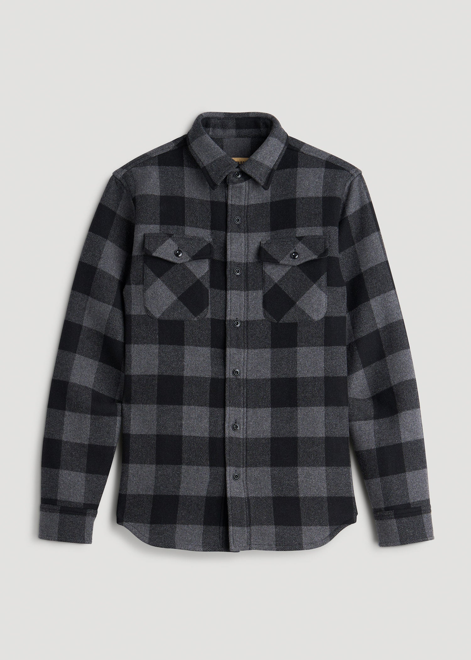 American Tall Online Shop | LJ&S Wool Blend Shirt Jacket for Tall Men in Black and Grey Check