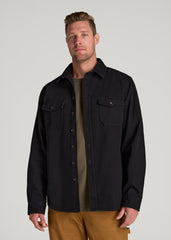 American Tall Discount | LJ&S Heavyweight Cotton Twill Overshirt for Tall Men in Vintage Black