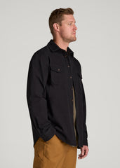American Tall Discount | LJ&S Heavyweight Cotton Twill Overshirt for Tall Men in Vintage Black
