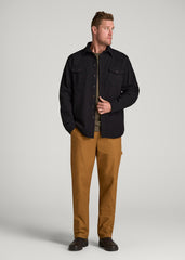 American Tall Discount | LJ&S Heavyweight Cotton Twill Overshirt for Tall Men in Vintage Black