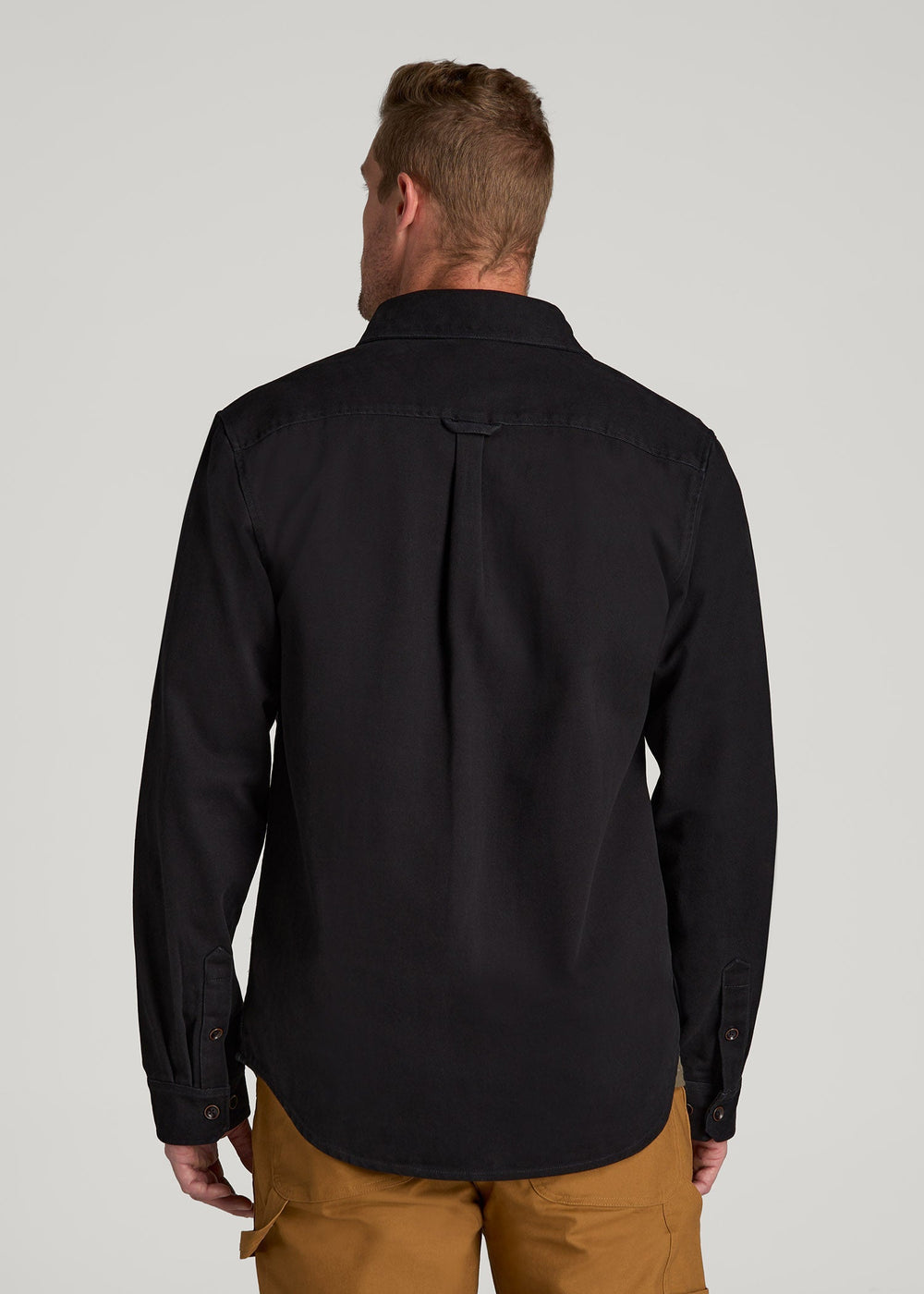 American Tall Discount | LJ&S Heavyweight Cotton Twill Overshirt for Tall Men in Vintage Black