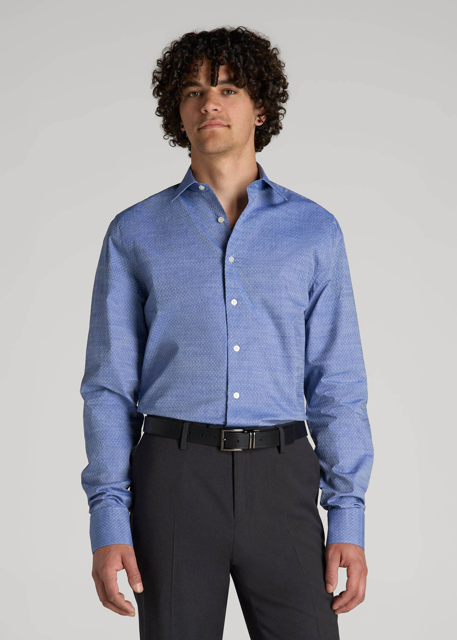 American Tall Online | Premium Dress Shirt for Tall Men in Medium Blue Diagonal