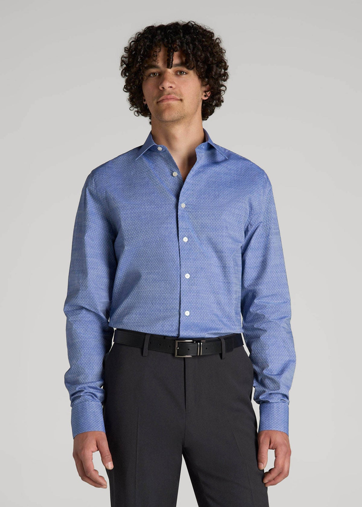American Tall Online | Premium Dress Shirt for Tall Men in Medium Blue Diagonal