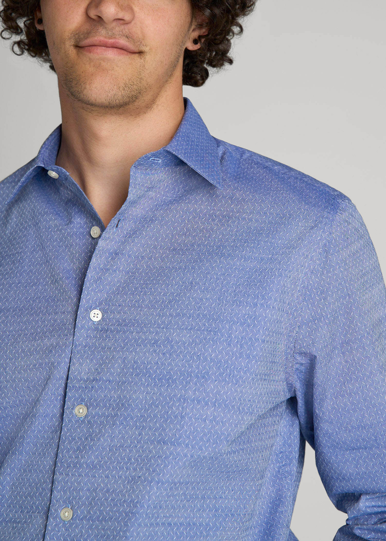 American Tall Online | Premium Dress Shirt for Tall Men in Medium Blue Diagonal