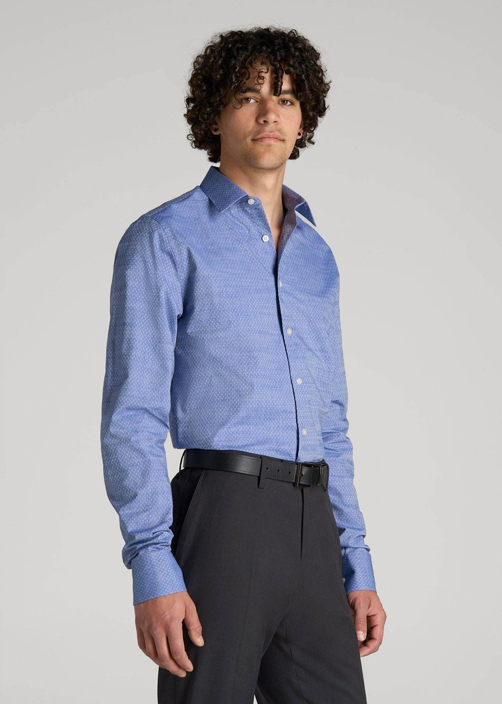 American Tall Online | Premium Dress Shirt for Tall Men in Medium Blue Diagonal