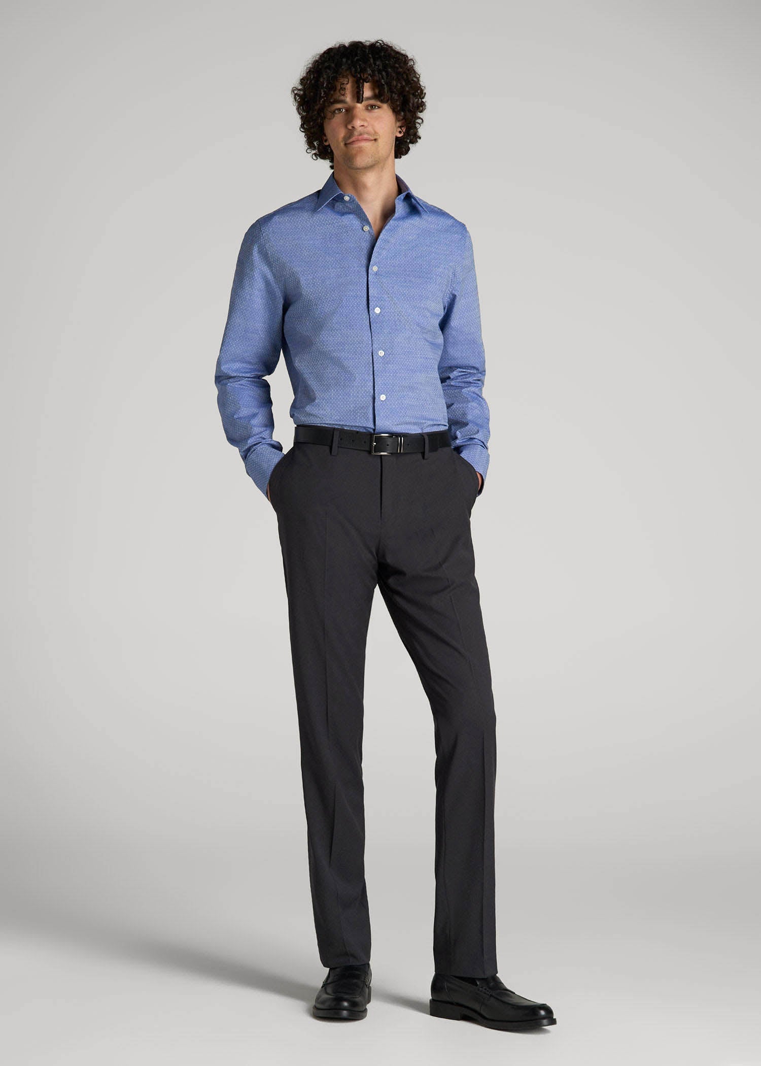 American Tall Online | Premium Dress Shirt for Tall Men in Medium Blue Diagonal