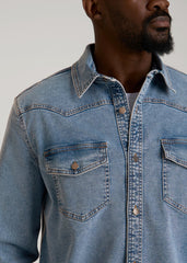 American Tall Outlet | Western Denim Shirt for Tall Men in Heritage Faded