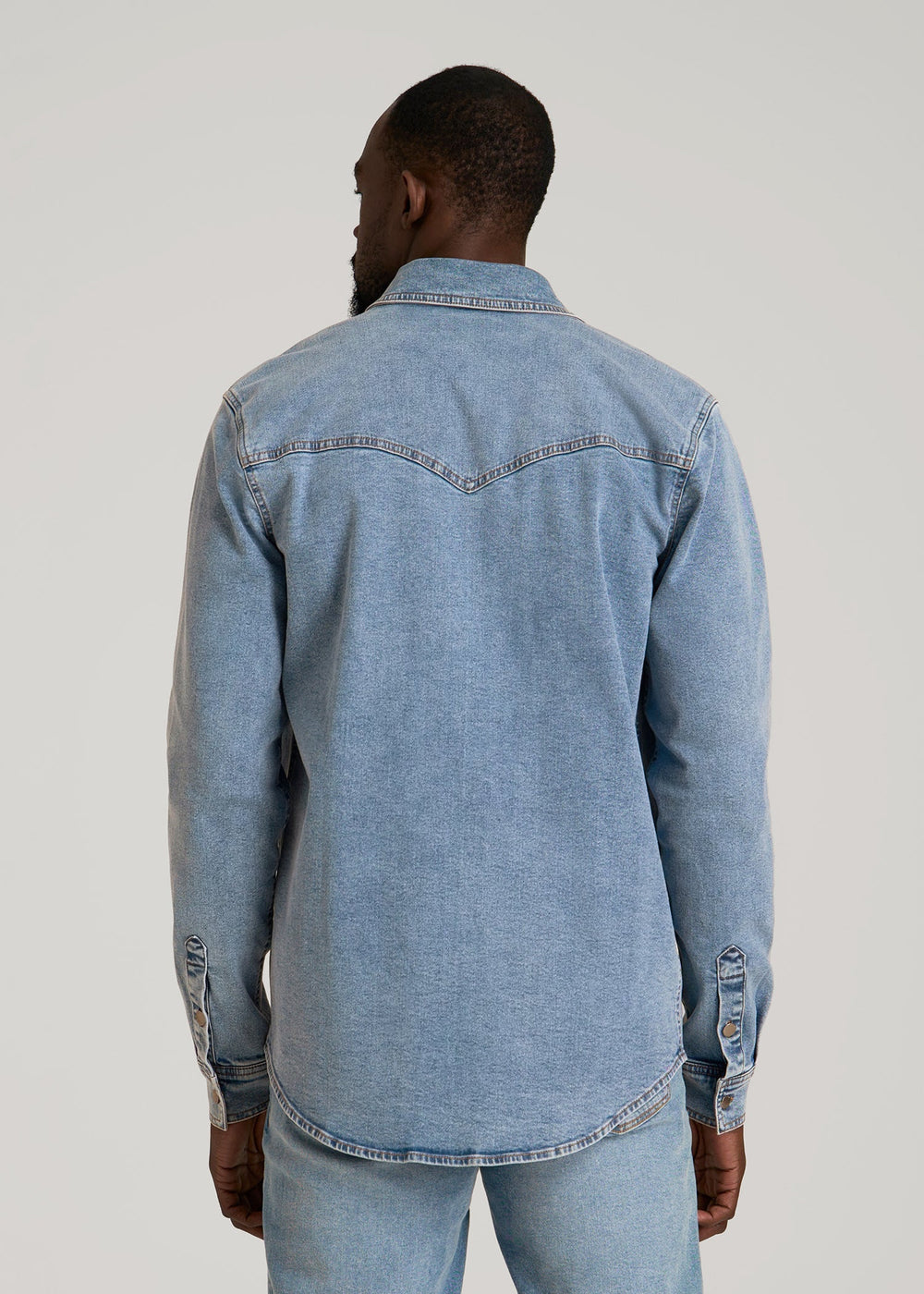 American Tall Outlet | Western Denim Shirt for Tall Men in Heritage Faded