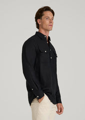 American Tall For Sale | Linen Popover Shirt for Tall Men in Black