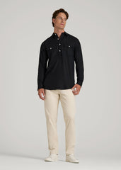 American Tall For Sale | Linen Popover Shirt for Tall Men in Black