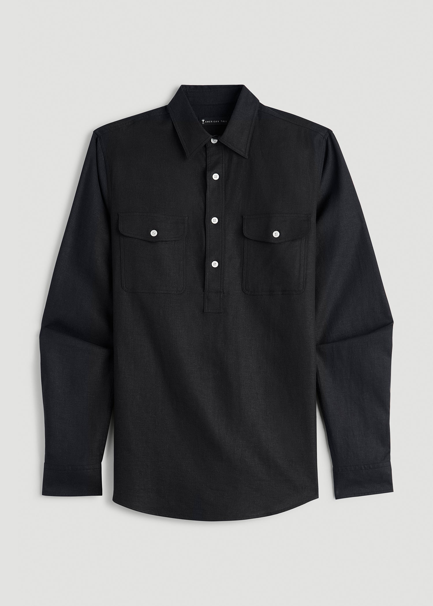 American Tall For Sale | Linen Popover Shirt for Tall Men in Black