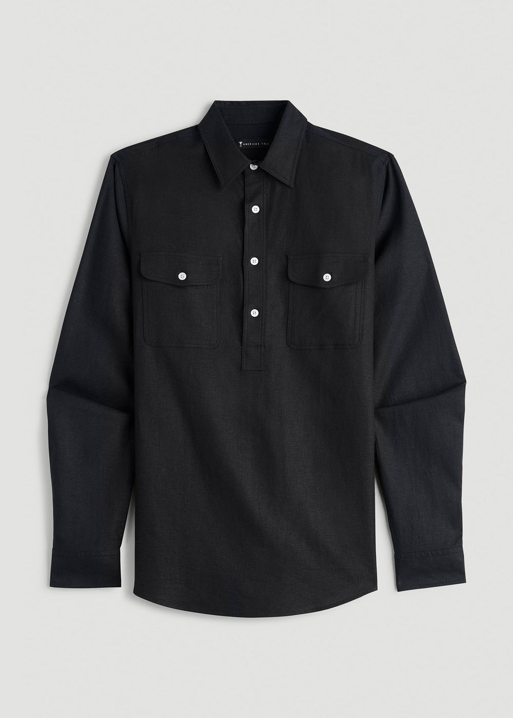 American Tall For Sale | Linen Popover Shirt for Tall Men in Black