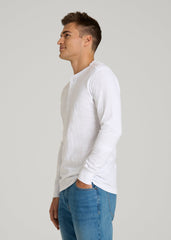 American Tall Online Shop | Three-Button Long Sleeve Slub Henley for Tall Men in White