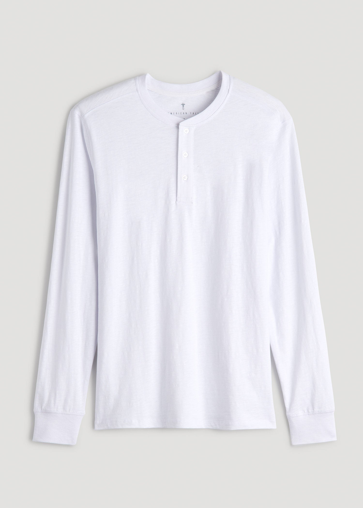 American Tall Online Shop | Three-Button Long Sleeve Slub Henley for Tall Men in White