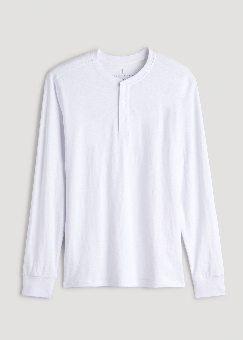 American Tall Online Shop | Three-Button Long Sleeve Slub Henley for Tall Men in White
