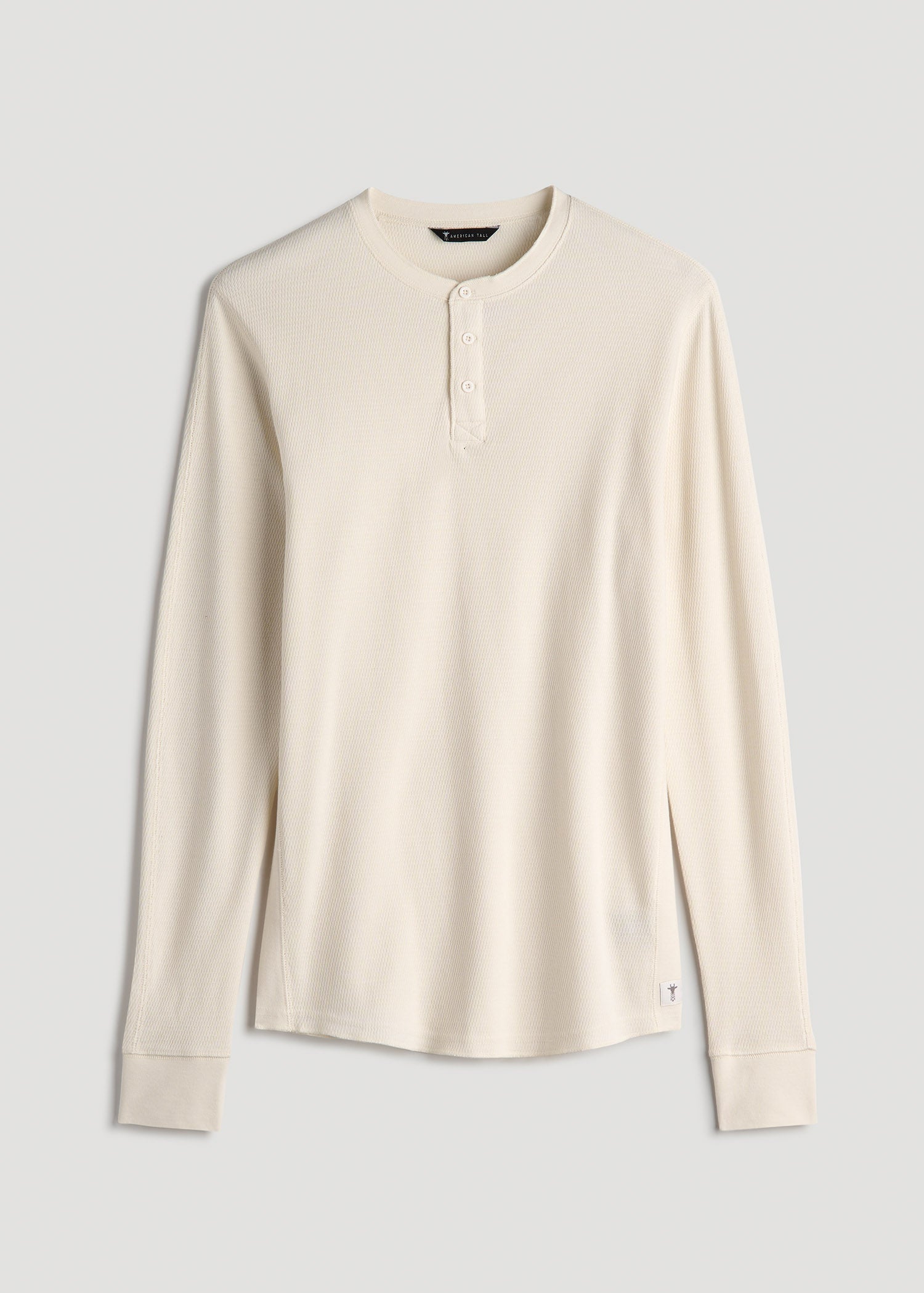 American Tall Discount | Double Honeycomb Thermal Long-Sleeve Henley Shirt for Tall Men in White Alyssum