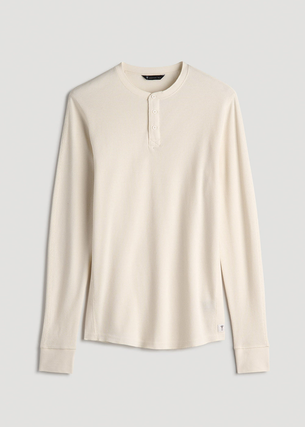 American Tall Discount | Double Honeycomb Thermal Long-Sleeve Henley Shirt for Tall Men in White Alyssum